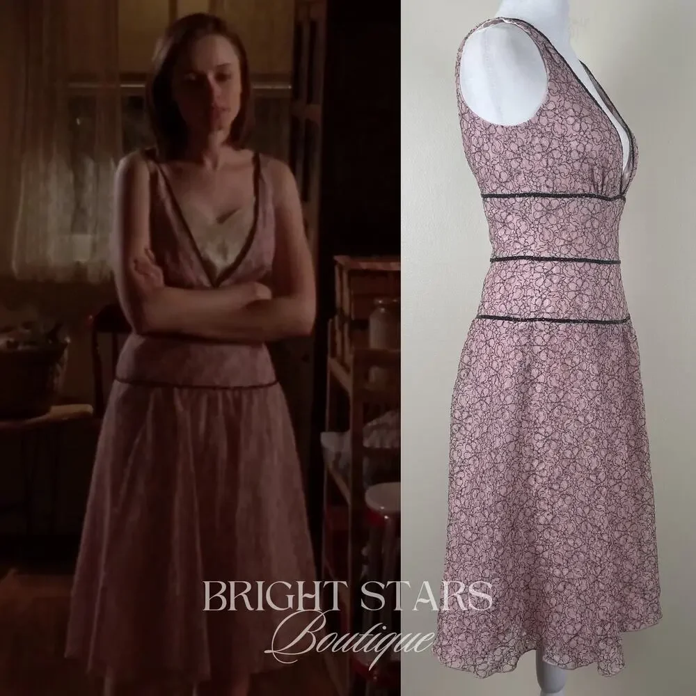 Extremely Rare Pink Lace Dress ASO Rory Gilmore Girls Beaded Sleeveless Vintage